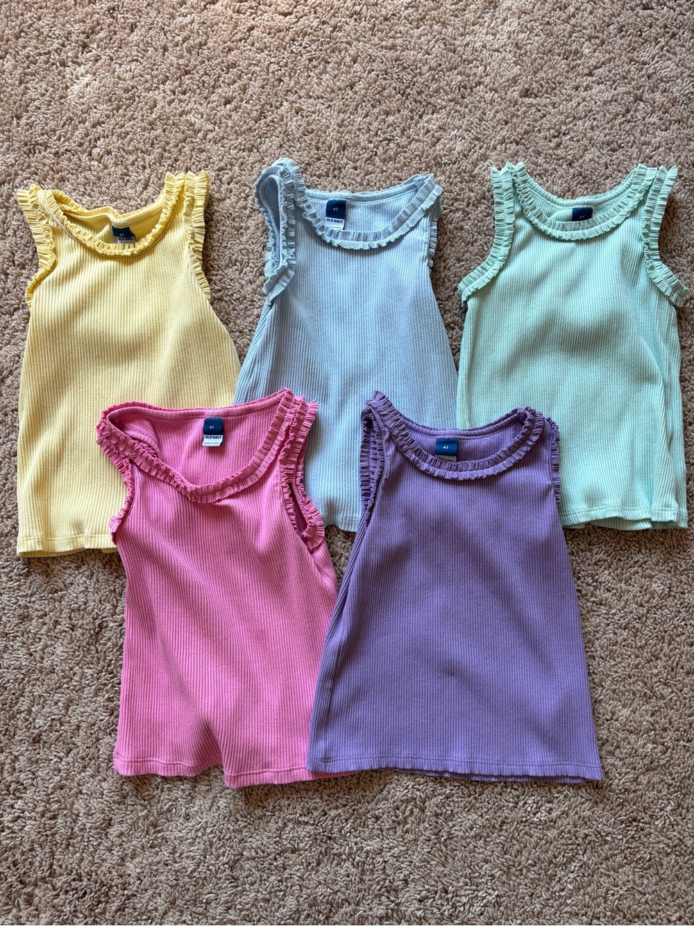 Old Navy Ribbed Ruffle Tank Top Bundle: 4T